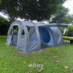 Tente de camping tunnel spacieuse pour 5-6 personnes, portable avec 3 portes, imperméable