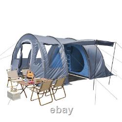 Tente de camping tunnel spacieuse pour 5-6 personnes, portable avec 3 portes, imperméable