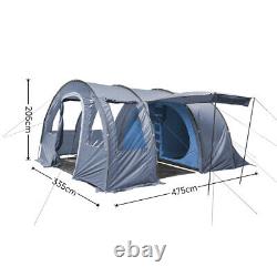 Tente de camping tunnel spacieuse pour 5-6 personnes, portable avec 3 portes, imperméable