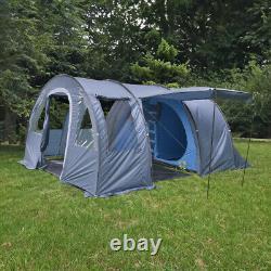 Tente de camping tunnel spacieuse pour 5-6 personnes, portable avec 3 portes, imperméable