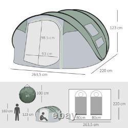 Tente de camping type dôme, tente pop-up avec 4 fenêtres pour 4 à 5 personnes