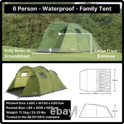 Tente de famille Eurohike Sendero 6 personnes, tunnel, tente de festival, équipement de camping