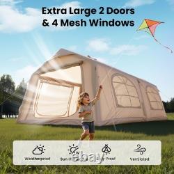 Tente de glamping de luxe à deux chambres pour camping familial en plein air, 16 m², 10 à 12 personnes