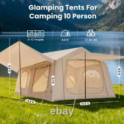 Tente de glamping de luxe à deux chambres pour le camping familial en plein air, 13 m², pour 8 à 10 personnes