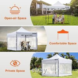 Tente de pavillon pliable 10 x 10 FT avec auvent amovible pour patio extérieur en blanc