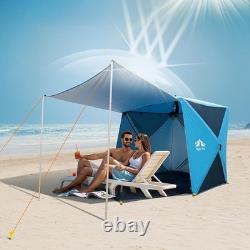 Tente de plage pare-soleil pop-up, taille familiale pour 3-4 personnes, portable pour les sorties en bord de mer