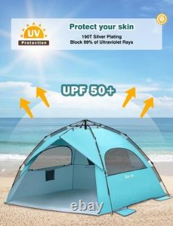 Tente de plage pop-up Glymnis grande pour 4 à 6 personnes, montage instantané automatique pour la plage
