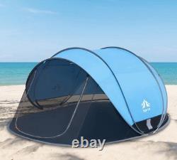 Tente de plage pop-up Night Cat grande avec pare-soleil pour 3 à 4 personnes, pique-nique et sport
