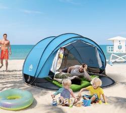 Tente de plage pop-up Night Cat grande avec pare-soleil pour 3 à 4 personnes, pique-nique et sport