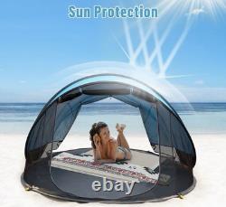 Tente de plage pop-up Night Cat grande avec pare-soleil pour 3 à 4 personnes, pique-nique et sport