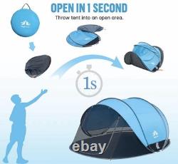Tente de plage pop-up Night Cat grande avec pare-soleil pour 3 à 4 personnes, pique-nique et sport