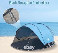 Tente de plage pop-up Night Cat grande avec pare-soleil pour 3 à 4 personnes, pique-nique et sport