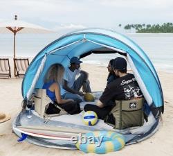 Tente de plage pop-up Night Cat grande avec pare-soleil pour 3 à 4 personnes, pique-nique et sport