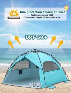 Tente de plage pop-up grande pour 4 à 6 personnes, tente de plage automatique instantanée pop-up U