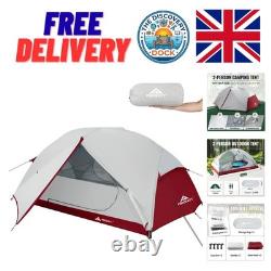 Tente de randonnée légère pour 2 personnes avec revêtement imperméable PU3000 mm et montage facile