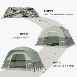 Tente dôme 6 personnes imperméable en polyester pour camping et randonnée, hauteur debout de 182 cm