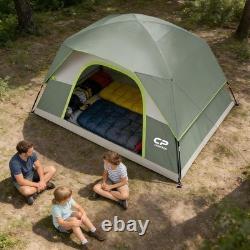 Tente dôme 6 personnes imperméable en polyester pour camping et randonnée, hauteur debout de 182 cm