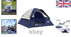 Tente dôme bleue pour 3 personnes, imperméable, 4 saisons, en fibre de verre, pour camping, randonnée et pêche