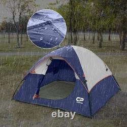 Tente dôme bleue pour 3 personnes, imperméable, 4 saisons, en fibre de verre, pour camping, randonnée et pêche
