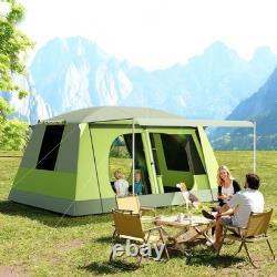 Tente dôme de camping Outsunny à deux pièces avec auvent et sac de transport, reconditionnée