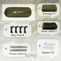 Tente dôme légère pour 2 personnes, 4 saisons, imperméable, 2 portes, 2 vestibules, camping