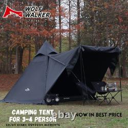 Tente familiale 3-4 personnes étanche grande tente de camping randonnée aventure 2m de haut