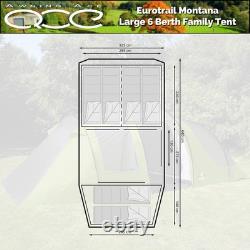 Tente familiale Eurotrail Montana grande pour 6 personnes, camping sur emplacement