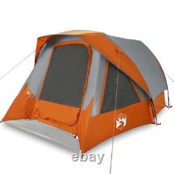 Tente familiale KOVOL pour 6 personnes, abri de camping cabane imperméable, gris et orange