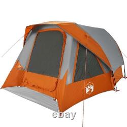Tente familiale KOVOL pour 6 personnes, abri de camping cabane imperméable, gris et orange