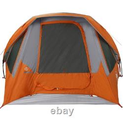 Tente familiale KOVOL pour 6 personnes, abri de camping cabane imperméable, gris et orange