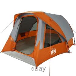 Tente familiale KOVOL pour 6 personnes, abri de camping cabane imperméable, gris et orange