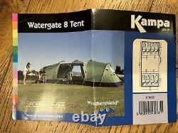 Tente familiale Kampa Watergate 8 personnes avec arceaux verte pour camping et festivals