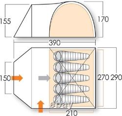 Tente familiale Vango Apollo 500 pour 5 personnes avec grand porche et espace de vie, imperméable