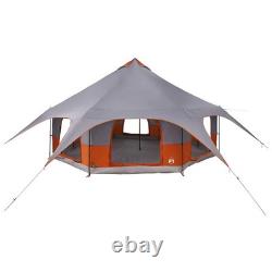 Tente familiale WALPLUS 10 personnes grise et orange imperméable pour le camping