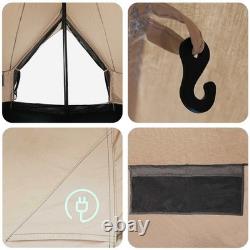 Tente familiale de camping 12 personnes, abri extérieur imperméable, grande tente crème