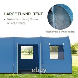 Tente familiale de camping 5-6 personnes 2 chambres 2 portes abri sol sac de transport bleu