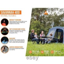 Tente familiale tunnel Vango Savannah 400 avec poteaux pour 4 personnes + toile de sol