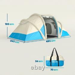 Tente gonflable Outsunny avec pompe à air, design tunnel pour 4 personnes, bleu ciel