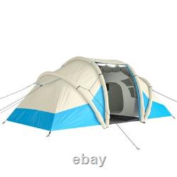 Tente gonflable Outsunny avec pompe à air, design tunnel pour 4 personnes, bleu ciel