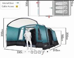 Tente gonflable Trail Luxton 5 places, tente tunnel familiale de camping, 5000 mm et pompe