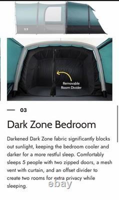 Tente gonflable Trail Luxton 5 places, tente tunnel familiale de camping, 5000 mm et pompe