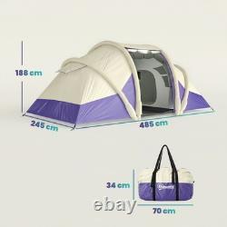 Tente gonflable de camping Outsunny à monter par soufflage, design tunnel pour 4 personnes, violette