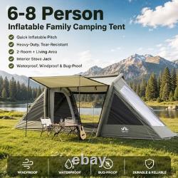 Tente gonflable de glamping pour grande famille, abri de camping d’hiver avec auvent et pompe
