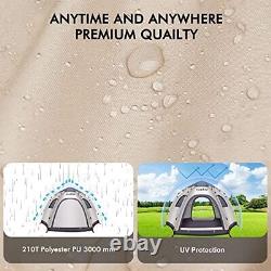 Tente instantanée automatique pop-up, tente de camping hexagonale grande, imperméable et dôme.