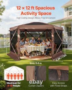 Tente moustiquaire VEVOR pour gazebo 3,6 x 3,6 m, grand abri de camping à 6 côtés, abri solaire