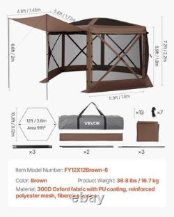 Tente moustiquaire VEVOR pour gazebo 3,6 x 3,6 m, grand abri de camping à 6 côtés, abri solaire
