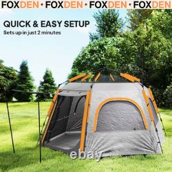 Tente pop-up 4 personnes imperméable légère avec fenêtres en maille et ventilation grise FOXDEN