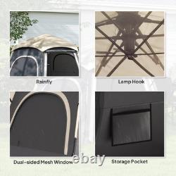 Tente pop-up 4 personnes imperméable légère avec fenêtres en mesh ventilées grise FOXDEN