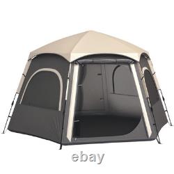 Tente pop-up 4 personnes imperméable légère avec fenêtres en mesh ventilées grise FOXDEN