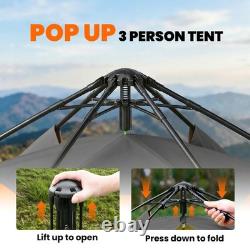 Tente pop-up 6 personnes, dôme de camping, double-toit, installation instantanée, imperméable, orange